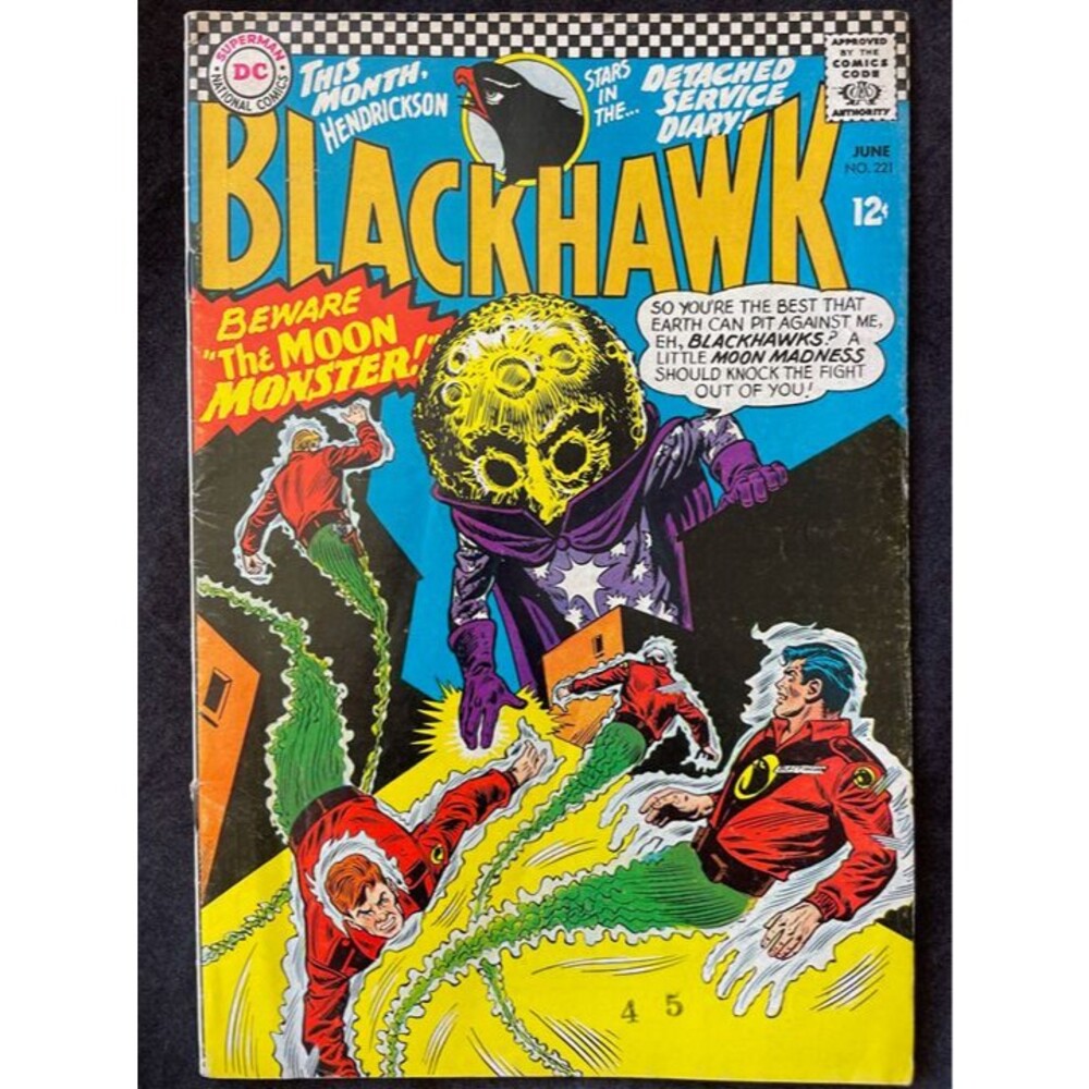 Blackhawk #221, Beware the Moon Monster!, Checkerboard Top, DC Comics, 1966